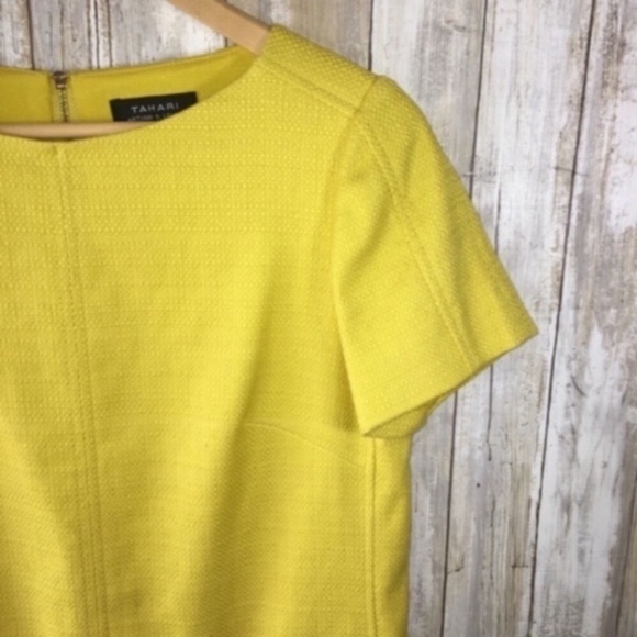 Tahari Yellow Sheath Dress With Pockets - Picture 2 of 5